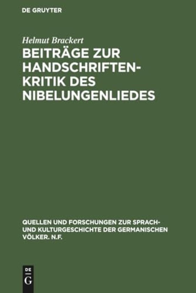 Beiträge zur Handschriftenkritik des Nibelungenliedes
