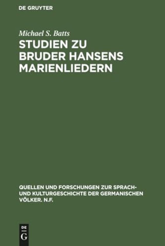 Studien zu Bruder Hansens Marienliedern