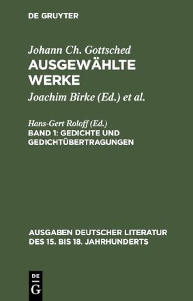 Ausgewahlte Werke, Bd 1, Gedichte und Gedichtubertragungen