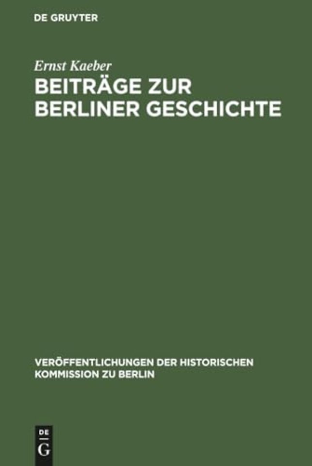 Beitrage Zur Berliner Geschichte