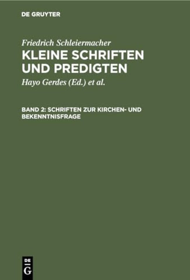Schriften zur Kirchen– und Bekenntnisfrage