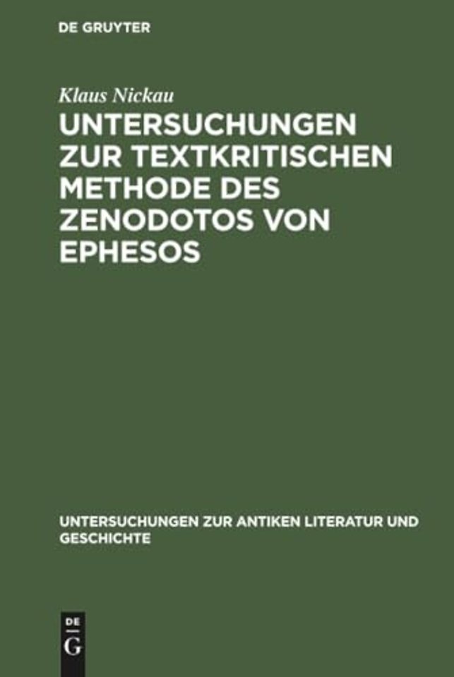 Untersuchungen zur textkritischen Methode des Zenodotos von Ephesos