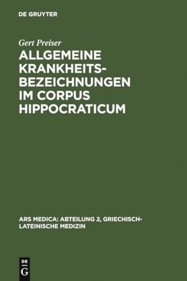 Allgemeine Krankheitsbezeichnungen im Corpus Hip – Gebrauch und Bedeutung von Nousos und Nosema