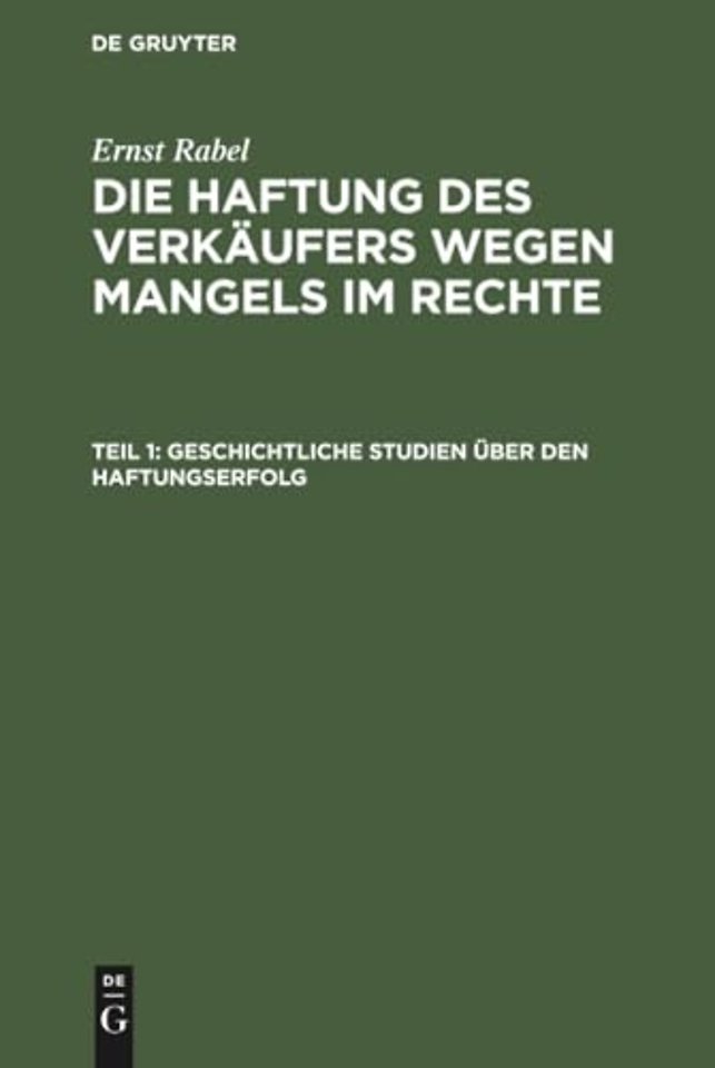 Geschichtliche Studien uber den Haftungserfolg