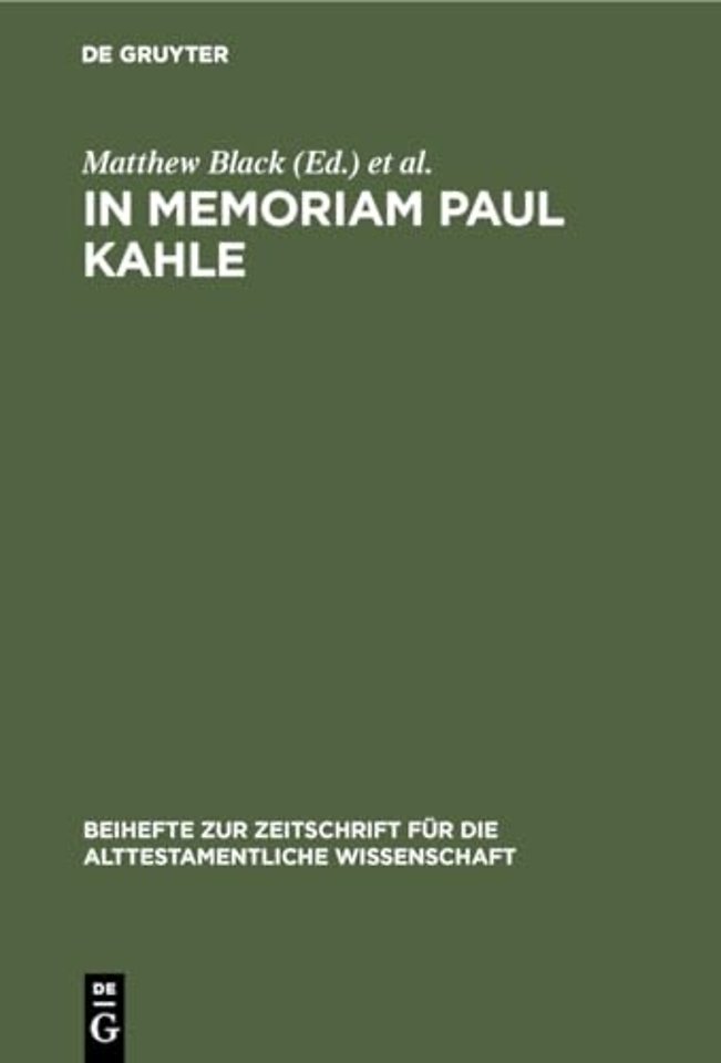 In Memoriam Paul Kahle