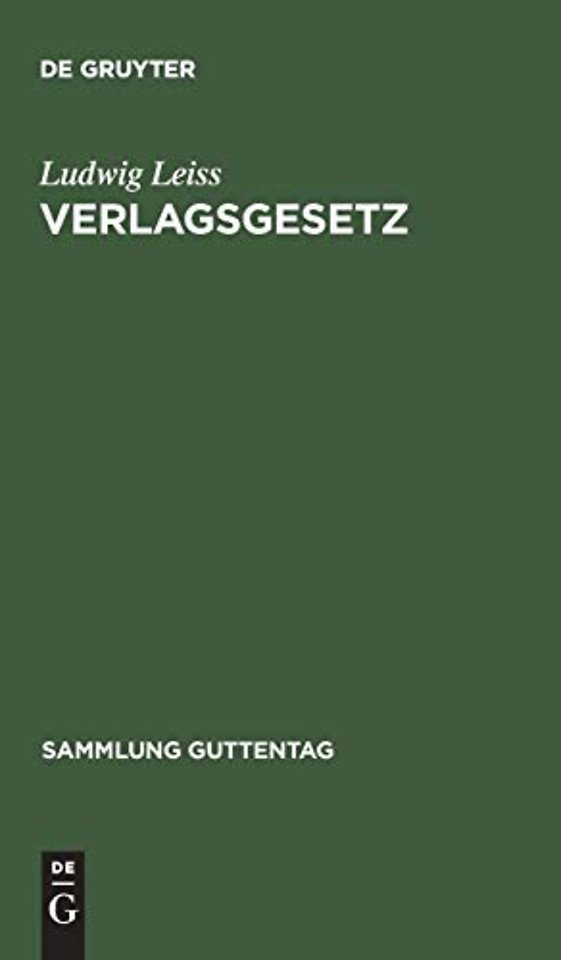 Verlagsgesetz – Kommentar mit Vertragsmustern