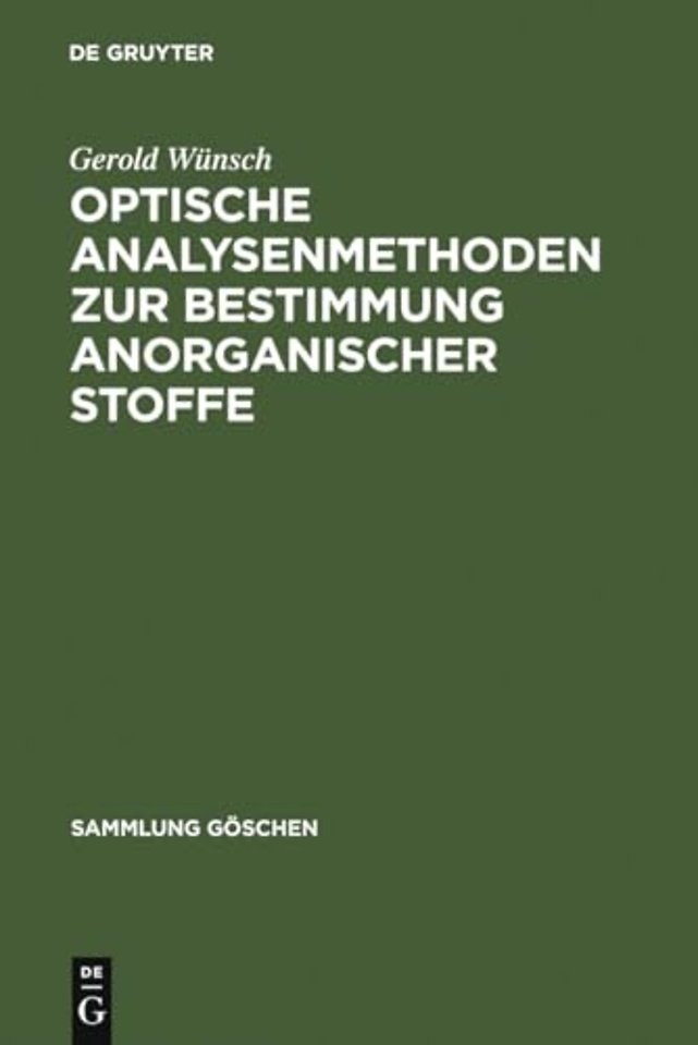 Optische Analysenmethoden zur Bestimmung anorganischer Stoffe
