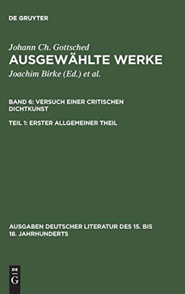 Versuch einer Critischen Dichtkunst. Erster Allgemeiner Theil