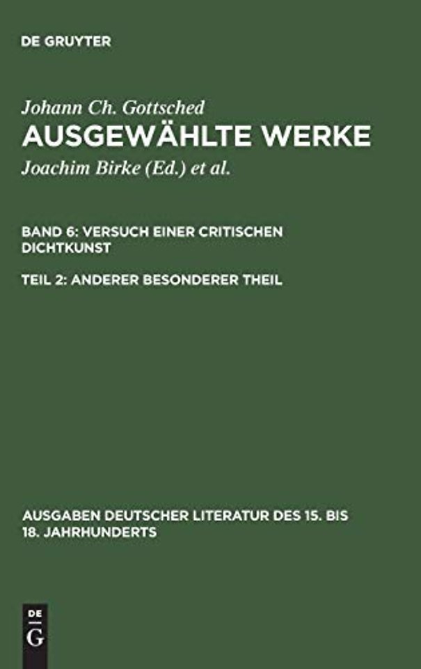 Versuch einer Critischen Dichtkunst. Anderer Besonderer Theil