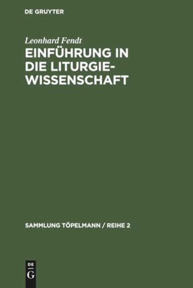 Einfuhrung in die Liturgiewissenschaft