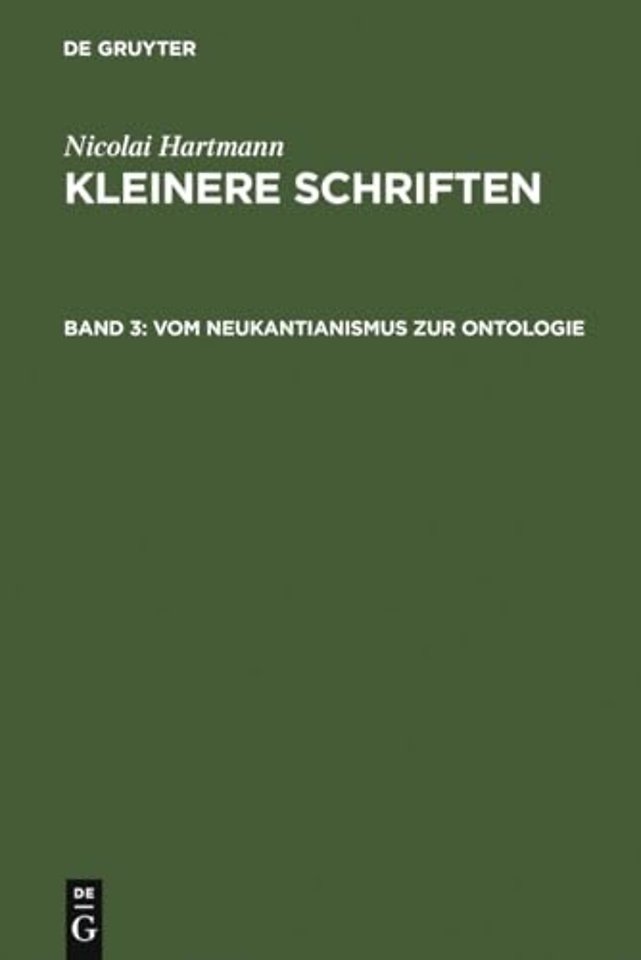 Vom Neukantianismus zur Ontologie