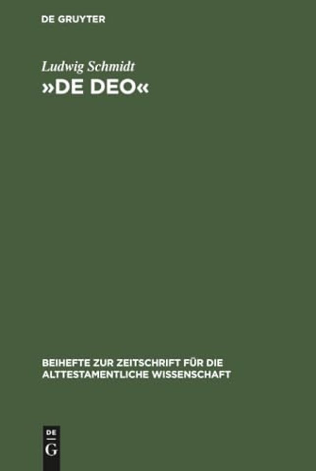 »De Deo« – Studien zur Literaturkritik und Theologie des Buches Jona, des Gesprächs zwischen Abraham und Jahwe in Gen 18, 2 ff. und von Hi 1