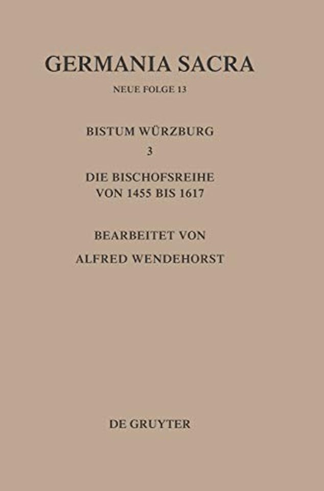 Die Bistümer der Kirchenprovinz Mainz. Das Bistum Würzburg III.