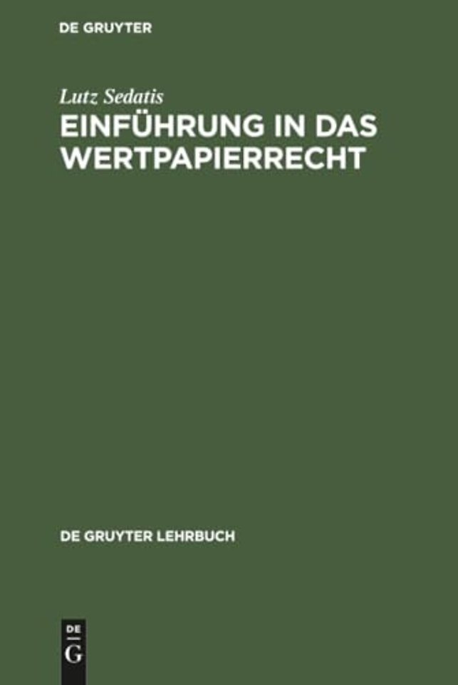 Einfuhrung in das Wertpapierrecht