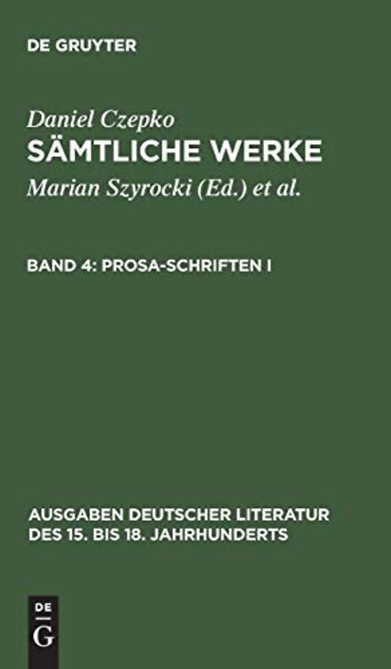 Prosa–Schriften I