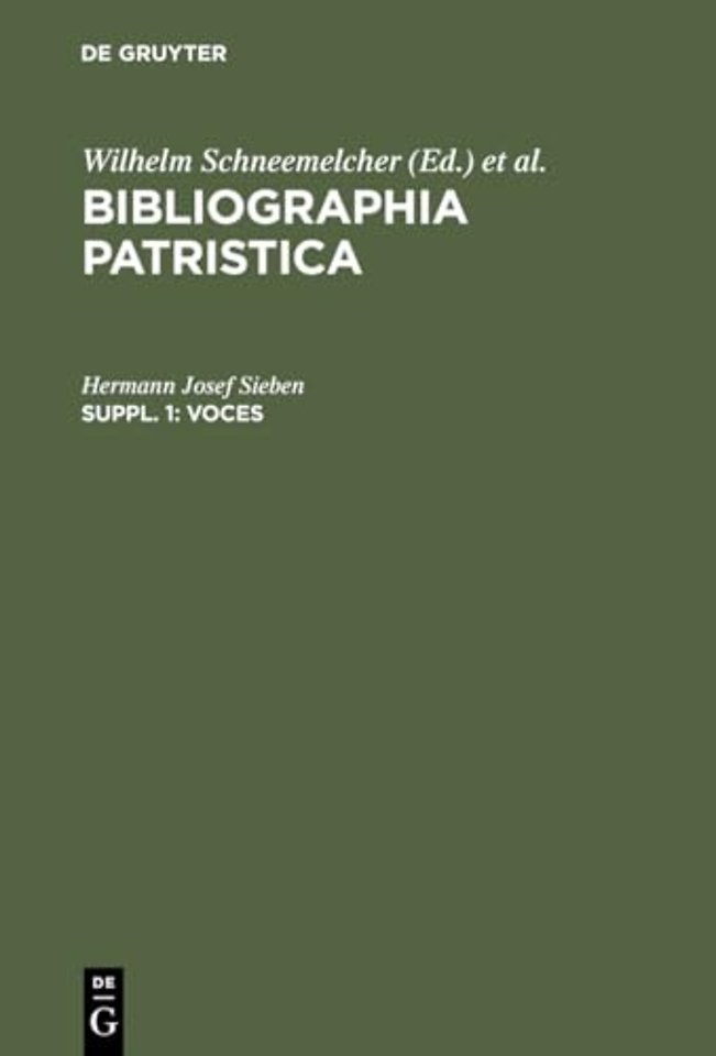 Voces – Eine Bibliographie zu Wörtern und Begriffen aus der Patristik (1918–1978)