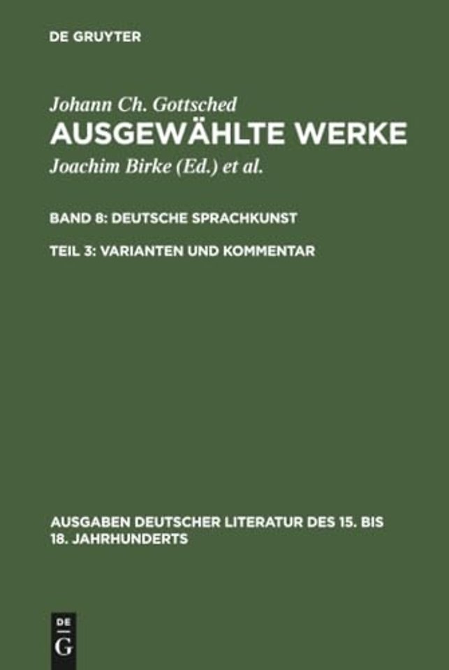 Deutsche Sprachkunst. Varianten und Kommentar