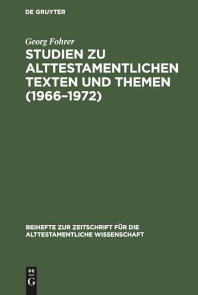 Studien zu alttestamentlichen Texten und Themen (1966–1972)