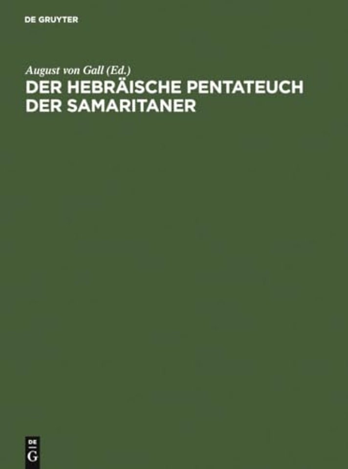 Der hebräische Pentateuch der Samaritaner – I. Teil: Prolegomena und Genesis. – II. Teil: Exodus. – III. Teil: Leviticus. – IV. Teil: Numeri