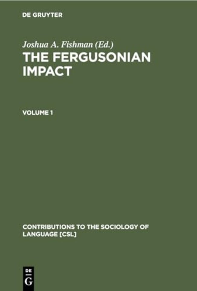 The Fergusonian Impact – In Honor of Charles A. Ferguson on the Occasion of his 65th Birthday. Volume 1: From Phonology to Society. Volume 2: Soc