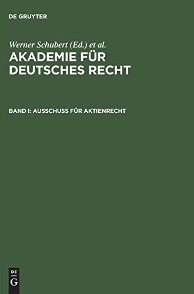 Akademie fur Deutsches Recht, Bd I, Ausschuß fur Aktienrecht