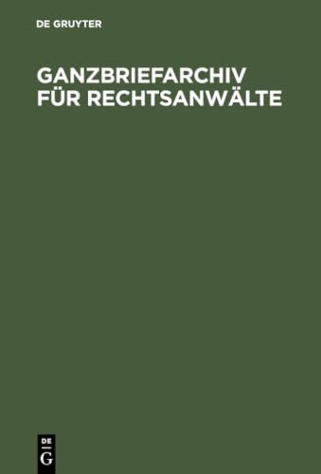 Ganzbriefarchiv fur Rechtsanwalte
