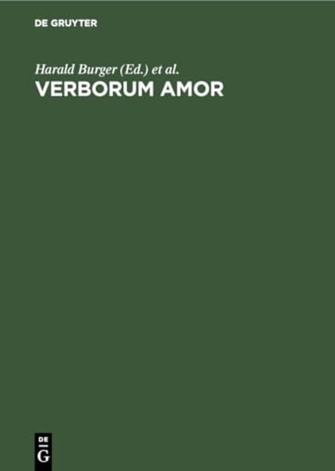 Verborum Amor – Studien zur Geschichte und Kunst der deutschen Sprache. Festschrift für Stefan Sonderegger zum 65. Geburtstag
