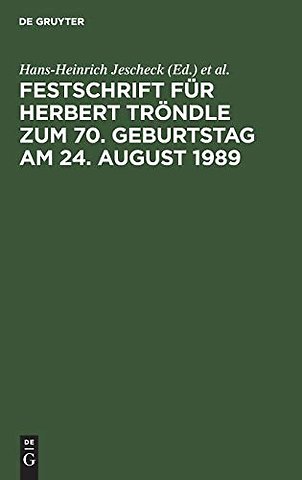 Festschrift Fur Herbert Trondle Zum 70. Geburtstag Am 24. August 1989