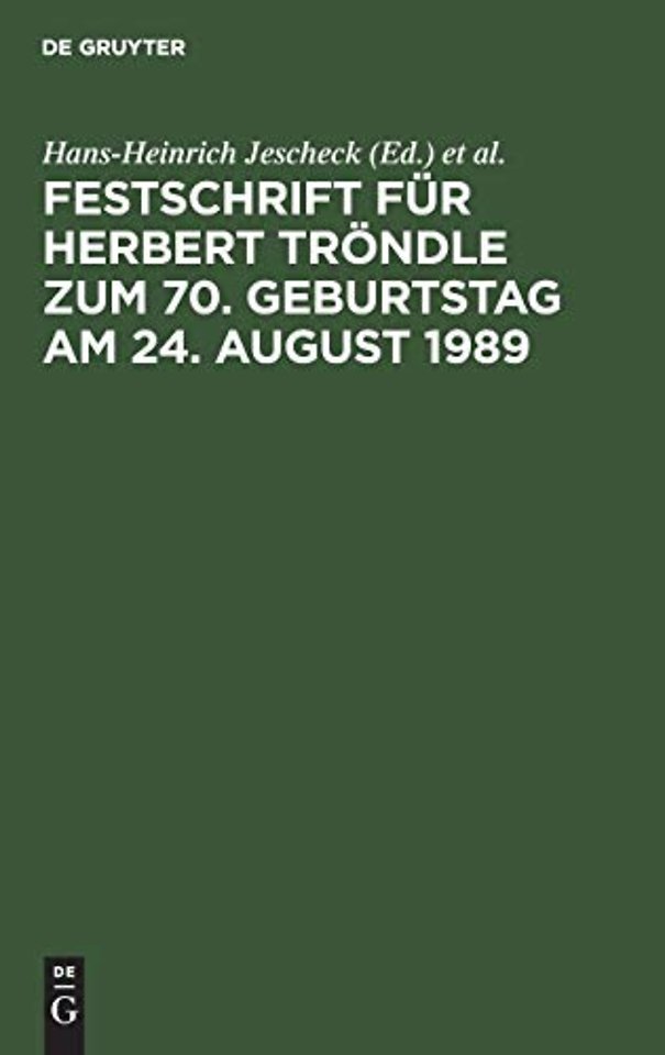Festschrift Fur Herbert Trondle Zum 70. Geburtstag Am 24. August 1989