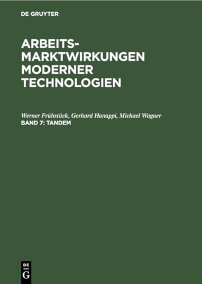 Tandem – Innovationsaktivitäten im wirtschaftlichen Funktionsgefüge der Bundesrepublik Deutschland