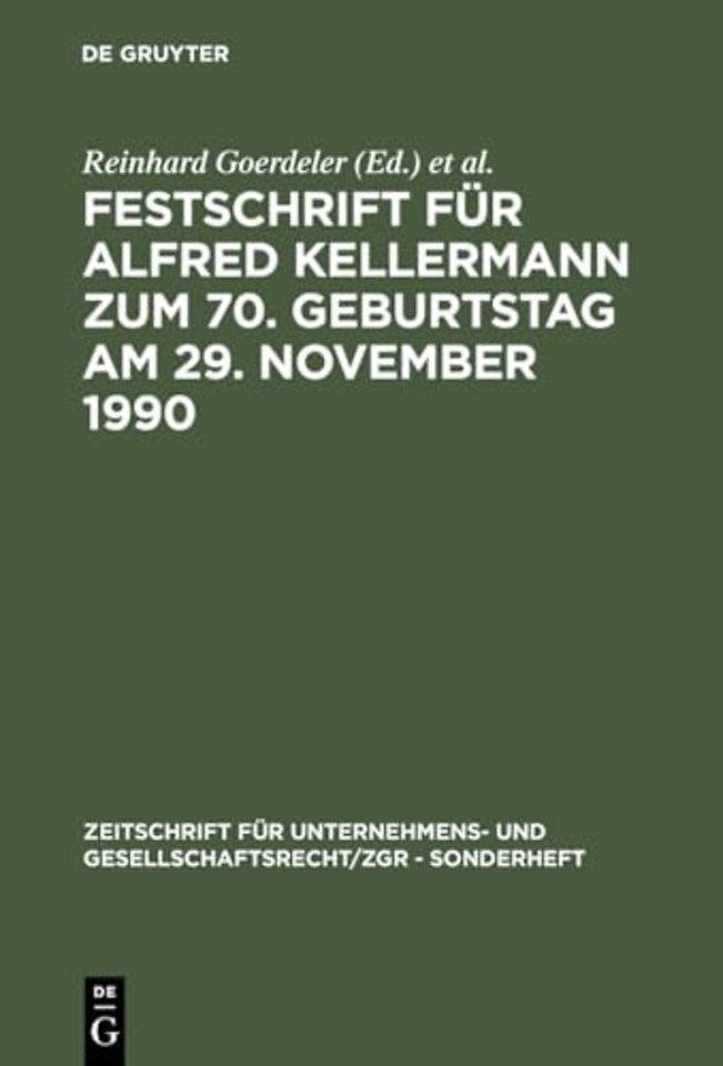 Festschrift Fur Alfred Kellermann Zum 70. Geburtstag Am 29. November 1990