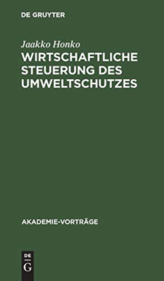 Wirtschaftliche Steuerung Des Umweltschutzes