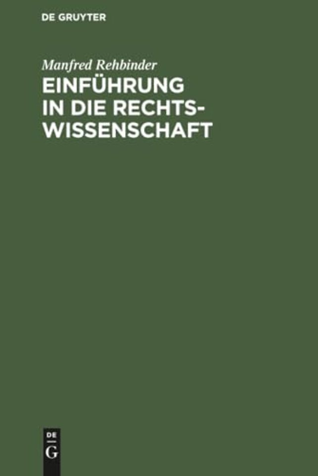 Einfuhrung in die Rechtswissenschaft