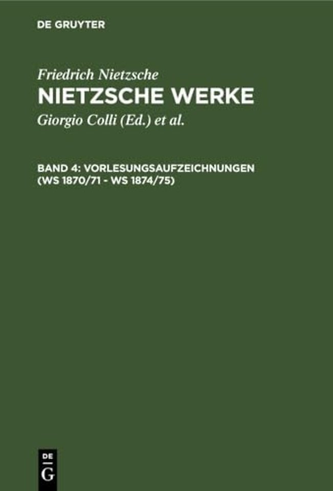 Vorlesungsaufzeichnungen (WS 1870/71 – WS 1874/75)