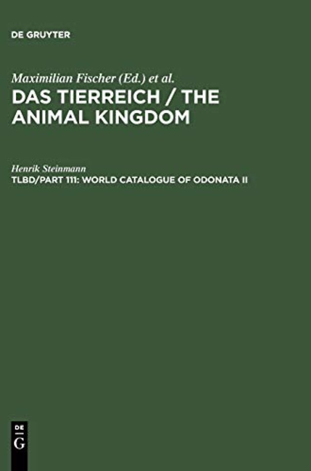 World Catalogue of Odonata II – Anisoptera