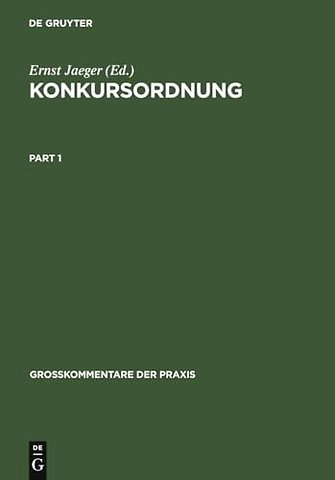 Konkursordnung – Groβkommentar. §§ 1 – 42, Register