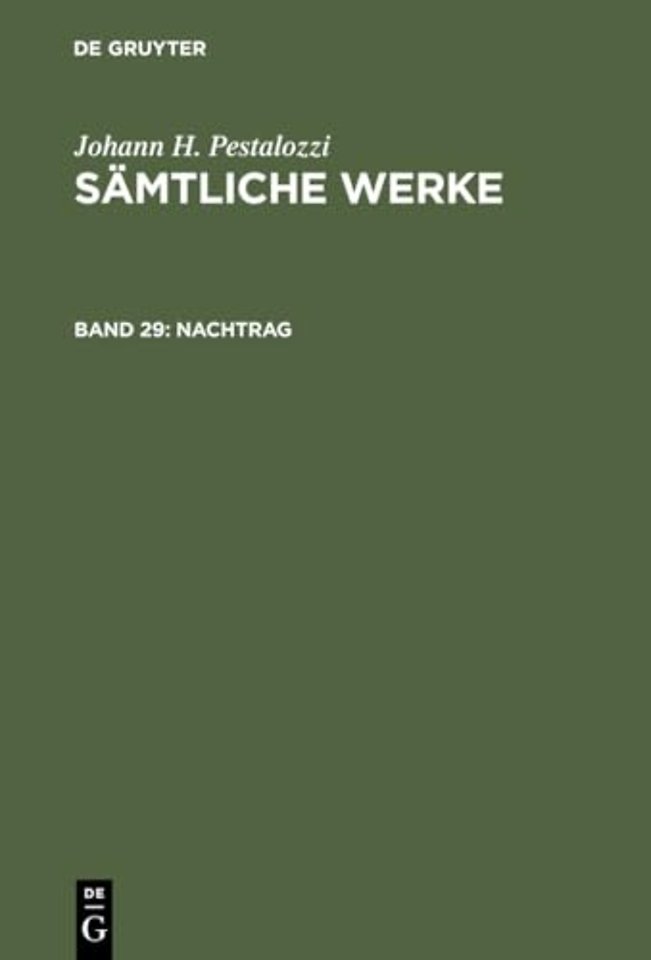 Nachtrag – Anonyme Drucke und nachgelassene Texte aus den Jahren 1781 bis 1818