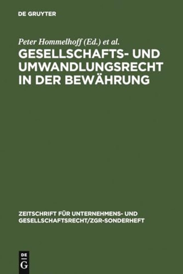 Gesellschafts- und Umwandlungsrecht in der Bewahrung