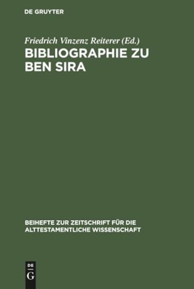 Bibliographie zu Ben Sira