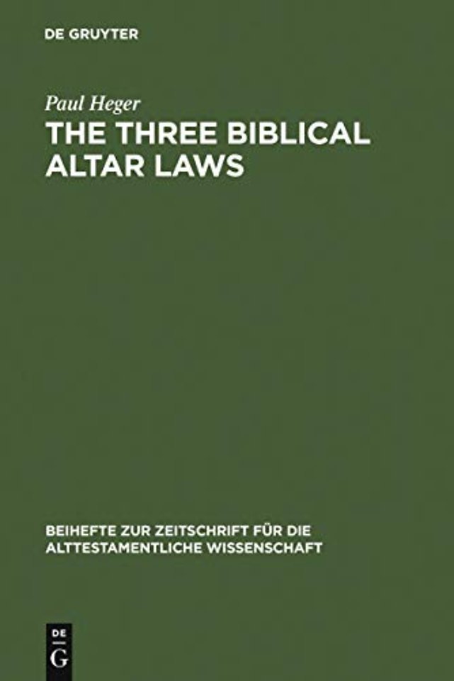 The Three Biblical Altar Laws – Developments in the Sacrificial Cult in Practice and Theology. Political and Economic Background