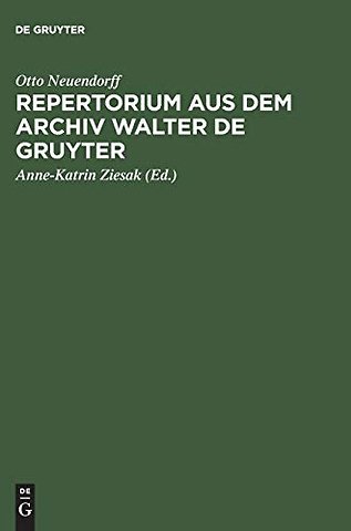 Repertorium aus dem Archiv Walter de Gruyter