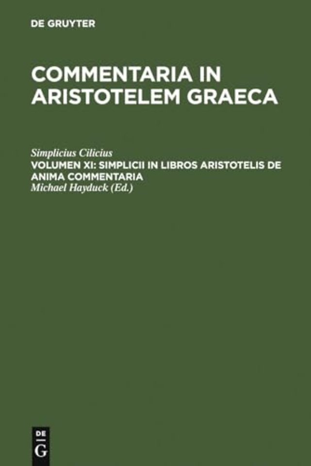 Simplicii in libros Aristotelis de anima commentaria