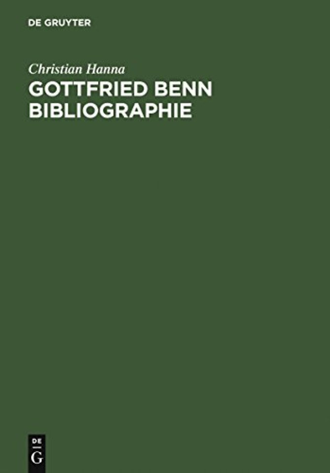 Gottfried Benn Bibliographie – Sekundärliteratur 1957–2003