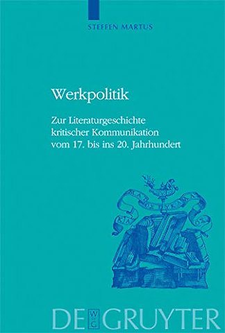 Werkpolitik – Zur Literaturgeschichte kritischer Kommunikation vom 17. bis ins 20. Jahrhundert mit Studien zu Klopstock, Tieck, Goethe und George