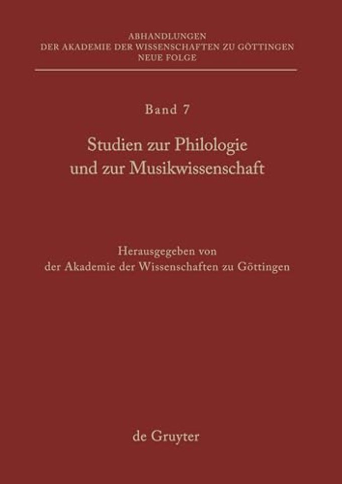 Studien zur Philologie und zur Musikwissenschaft