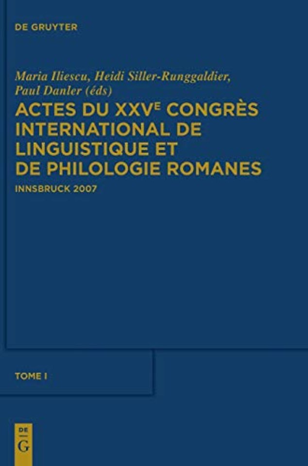 Actes du XXVe Congrès International de Linguisti – Tome I
