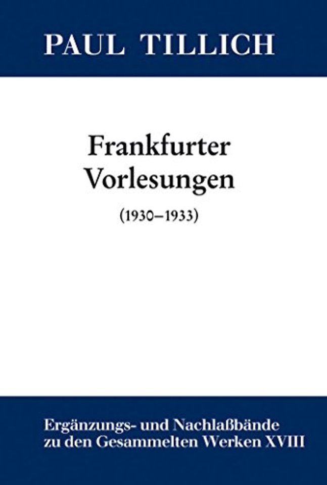 Frankfurter Vorlesungen – (1930–1933)