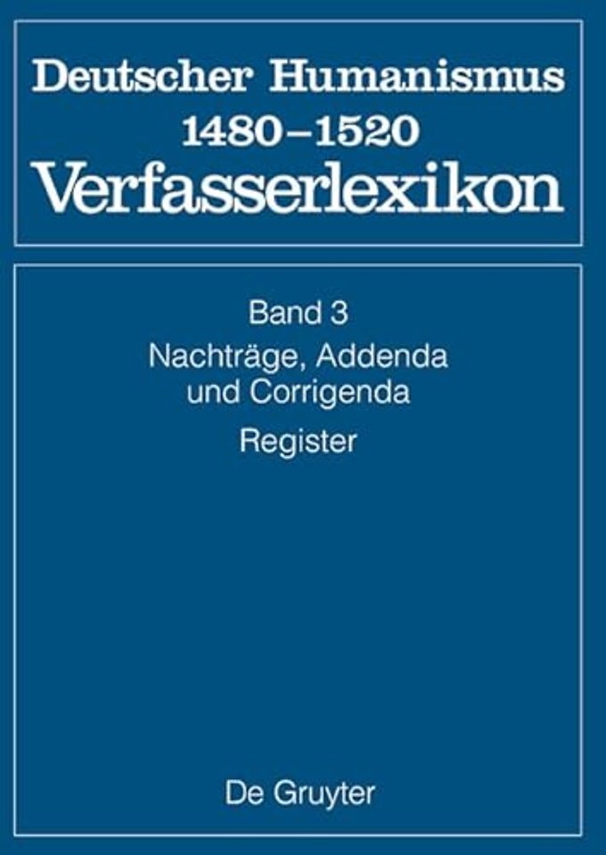 Nachträge, Addenda, Corrigenda, Register
