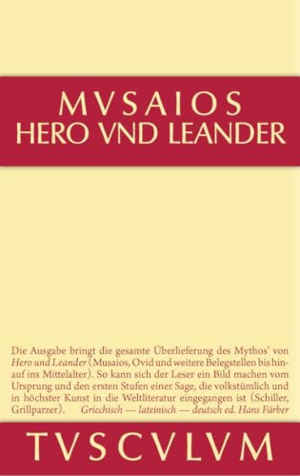 Hero Und Leander Und Die Weiteren Antiken Zeugnisse