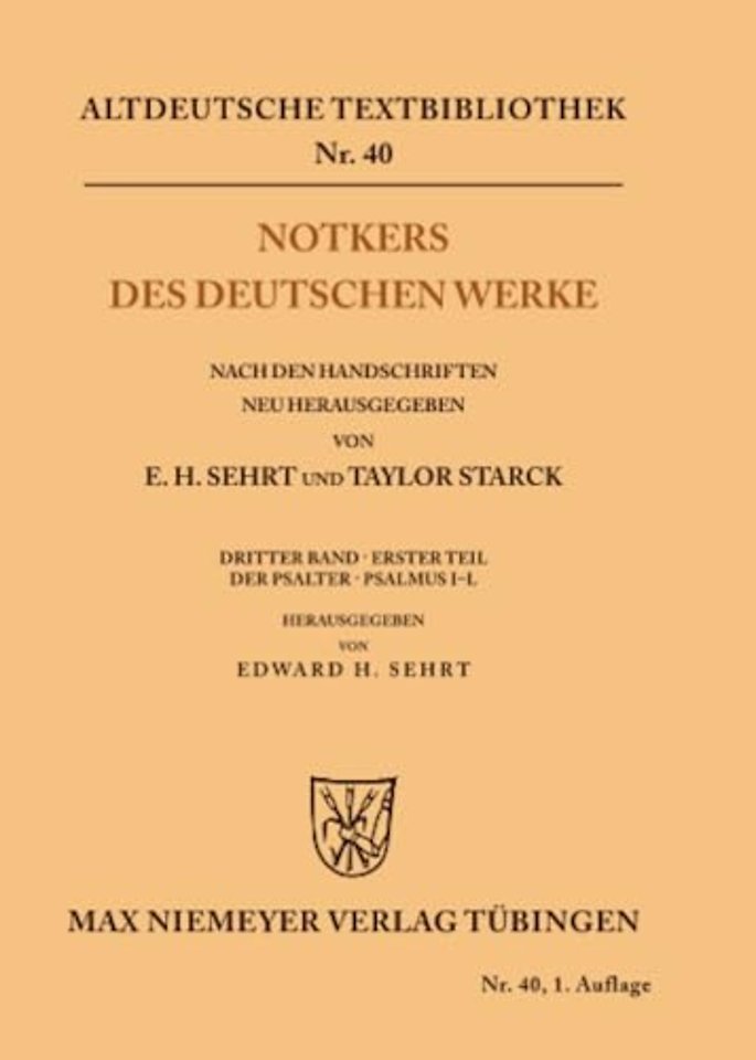 Notkers des Deutschen Werke – 3. Band, 1. Teil: Der Psalter. Psalmus I – L